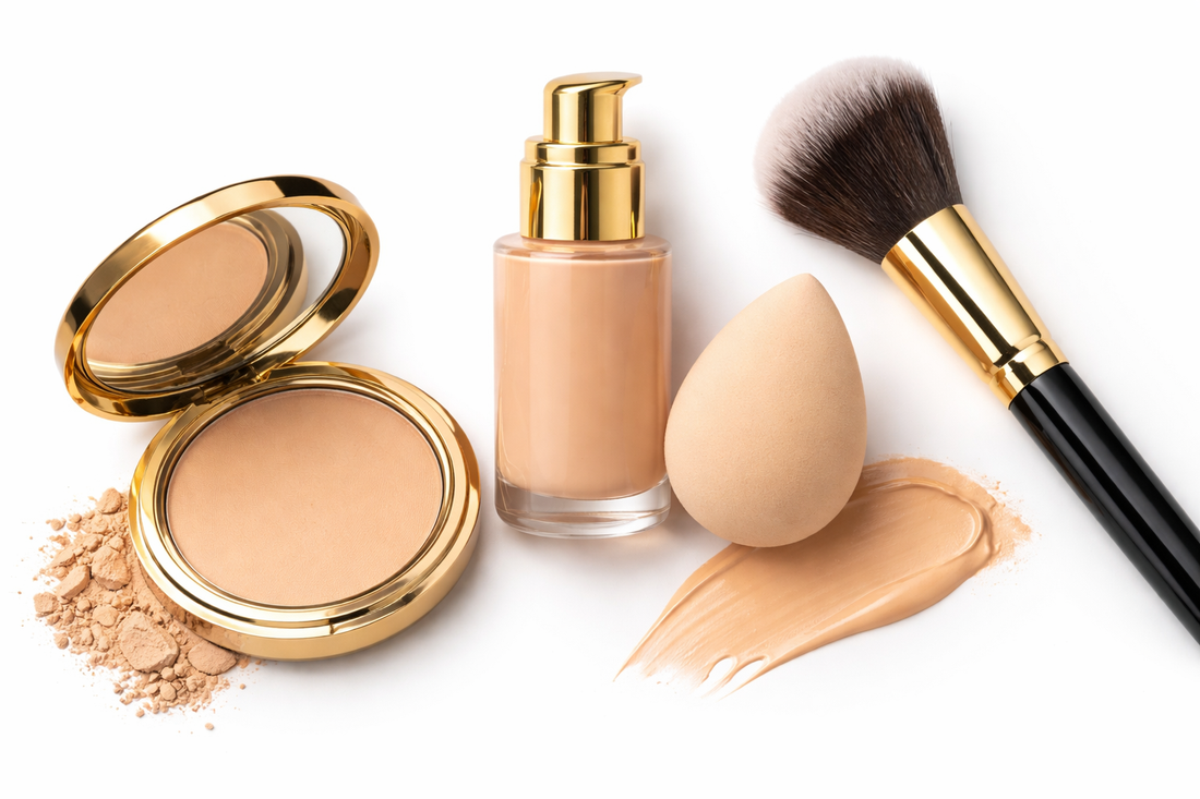 Makeup tools for applying cream and powder makeup